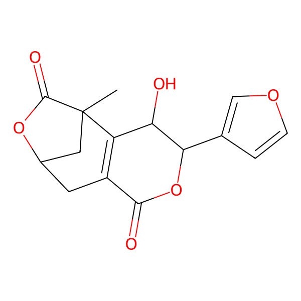 2D Structure of 4-(Furan-3-yl)-3-hydroxy-1-methyl-5,10-dioxatricyclo[7.2.1.02,7]dodec-2(7)-ene-6,11-dione