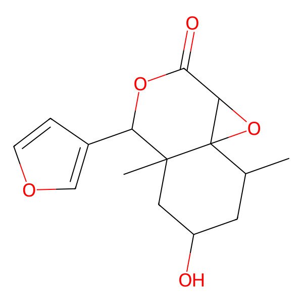 2D Structure of 4-(Furan-3-yl)-6-hydroxy-4a,8-dimethyl-1a,4,5,6,7,8-hexahydrooxireno[2,3-d]isochromen-2-one