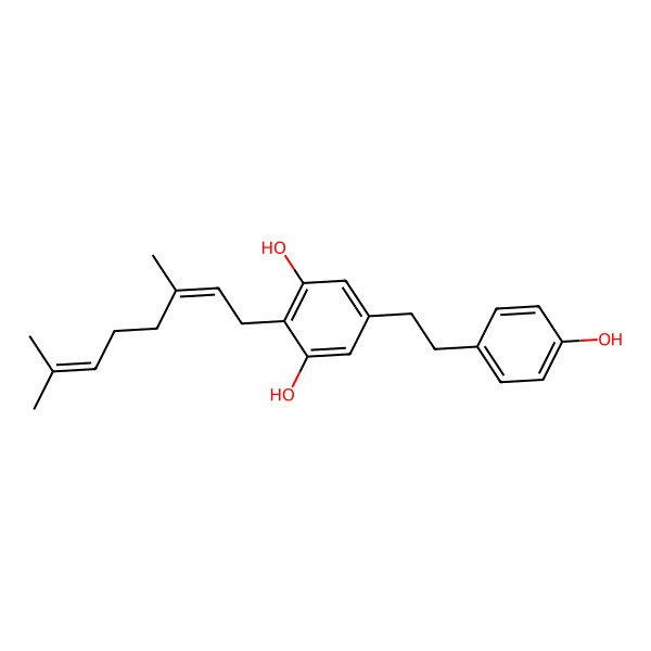 2D Structure of 4-Geranyl-3,5,4'-trihydroxybibenzyl