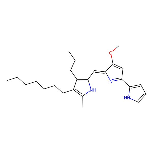 2D Structure of 4-heptyl-2-[[3-methoxy-5-(1H-pyrrol-2-yl)pyrrol-2-ylidene]methyl]-5-methyl-3-propyl-1H-pyrrole