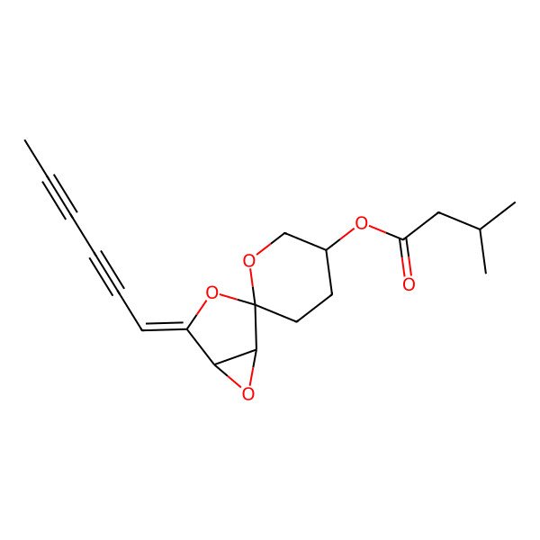 2D Structure of (4-Hexa-2,4-diynylidenespiro[3,6-dioxabicyclo[3.1.0]hexane-2,6'-oxane]-3'-yl) 3-methylbutanoate