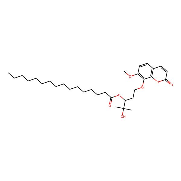 2D Structure of [4-Hydroxy-1-(7-methoxy-2-oxochromen-8-yl)oxy-4-methylpentan-3-yl] hexadecanoate