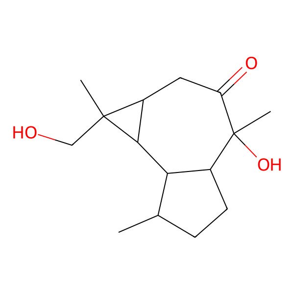 2D Structure of 4-Hydroxy-1-(hydroxymethyl)-1,4,7-trimethyl-1a,2,4a,5,6,7,7a,7b-octahydrocyclopropa[e]azulen-3-one