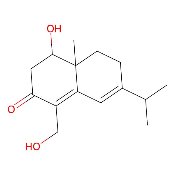 2D Structure of 4-Hydroxy-1-(hydroxymethyl)-4a-methyl-7-propan-2-yl-3,4,5,6-tetrahydronaphthalen-2-one 2D Structure of 4-Hydroxy-1-(hydroxymethyl)-4a-methyl-7-propan-2-yl-3,4,5,6-tetrahydronaphthalen-2-one