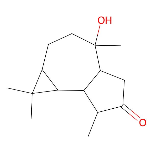 2D Structure of 4-Hydroxy-1,1,4,7-tetramethyl-1a,2,3,4a,5,7,7a,7b-octahydrocyclopropa[e]azulen-6-one