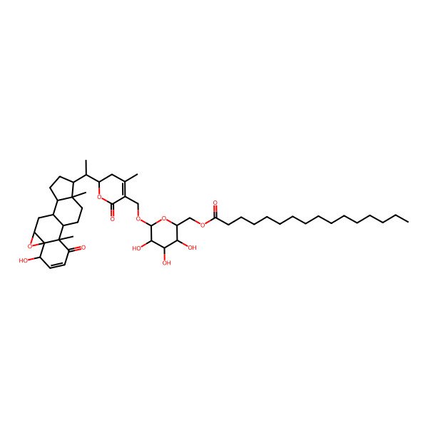 2D Structure of 4-Hydroxy-1,26-dioxo-5,6:22,26-diepoxyergosta-2,24-dien-27-yl 6-o-hexadecanoylhexopyranoside