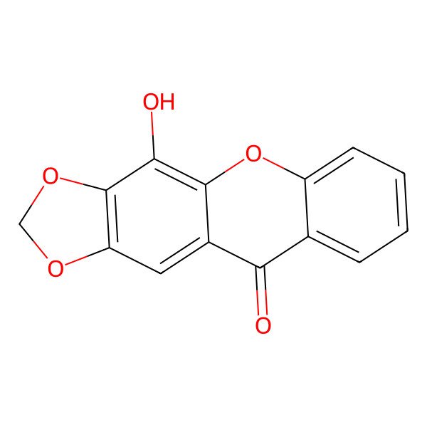 2D Structure of 4-Hydroxy-[1,3]dioxolo[4,5-b]xanthen-10-one