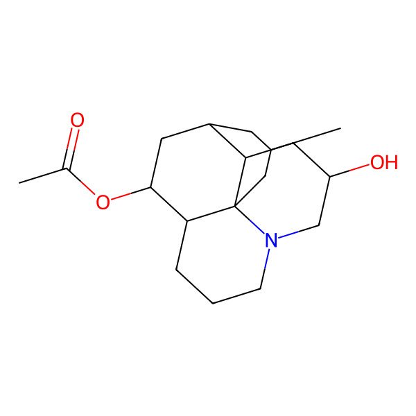2D Structure of (4-Hydroxy-15-methyl-6-azatetracyclo[8.6.0.01,6.02,13]hexadecan-11-yl) acetate