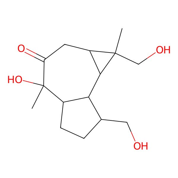2D Structure of 4-Hydroxy-1,7-bis(hydroxymethyl)-1,4-dimethyl-1a,2,4a,5,6,7,7a,7b-octahydrocyclopropa[e]azulen-3-one