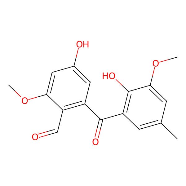 2D Structure of 4-Hydroxy-2-(2-hydroxy-3-methoxy-5-methylbenzoyl)-6-methoxybenzaldehyde