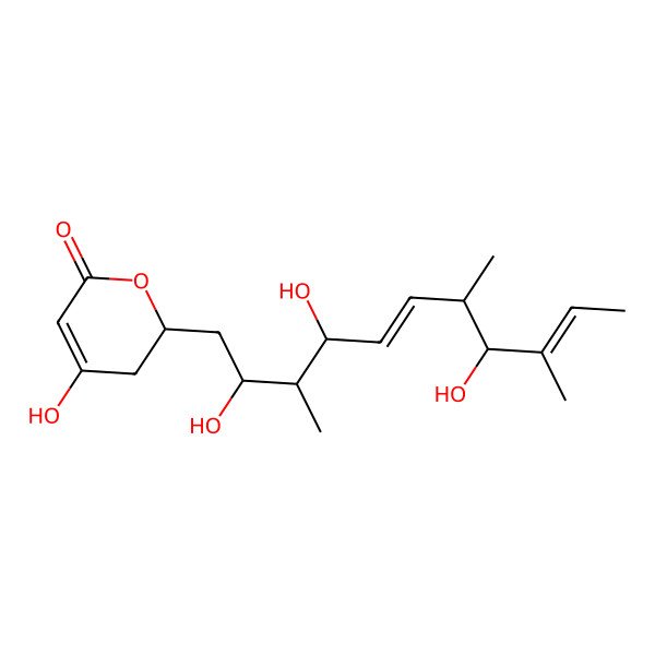 2D Structure of 4-Hydroxy-2-(2,4,8-trihydroxy-3,7,9-trimethylundeca-5,9-dienyl)-2,3-dihydropyran-6-one