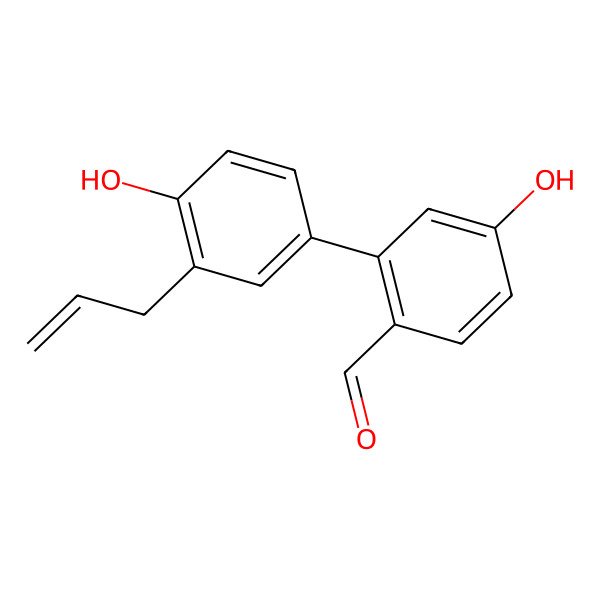 2D Structure of 4-Hydroxy-2-(4-hydroxy-3-prop-2-enylphenyl)benzaldehyde