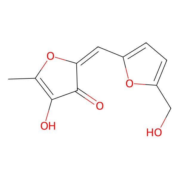 2D Structure of 4-Hydroxy-2-(5-(hydroxymethyl)furan-2-ylmethylene)-5-methylfuran-3-one