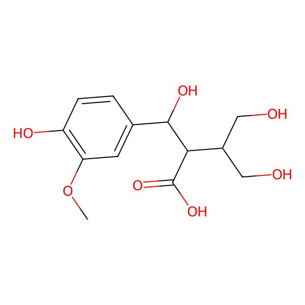 2D Structure of 4-Hydroxy-2-[hydroxy-(4-hydroxy-3-methoxy-phenyl)methyl]-3-(hydroxymethyl)butanoic acid