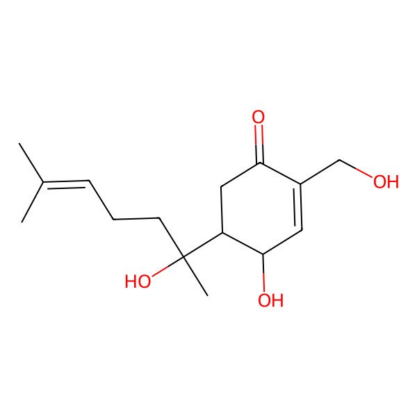 2D Structure of 4-Hydroxy-2-(hydroxymethyl)-5-(2-hydroxy-6-methylhept-5-en-2-yl)cyclohex-2-en-1-one
