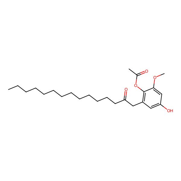 2D Structure of [4-Hydroxy-2-methoxy-6-(2-oxopentadecyl)phenyl] acetate