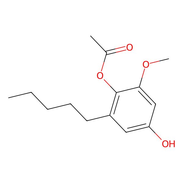 2D Structure of (4-Hydroxy-2-methoxy-6-pentylphenyl) acetate