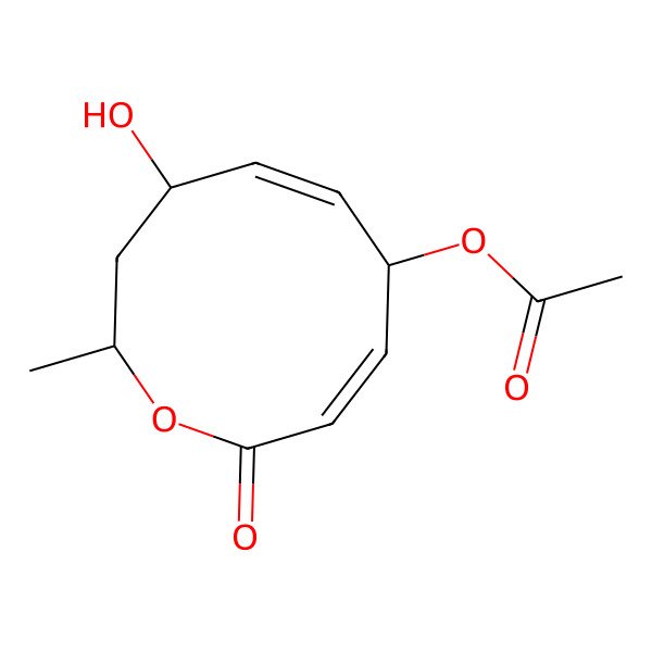 2D Structure of (4-Hydroxy-2-methyl-10-oxo-2,3,4,7-tetrahydrooxecin-7-yl) acetate