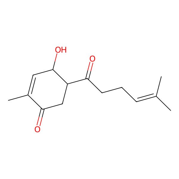 2D Structure of 4-Hydroxy-2-methyl-5-(5-methylhex-4-enoyl)cyclohex-2-en-1-one