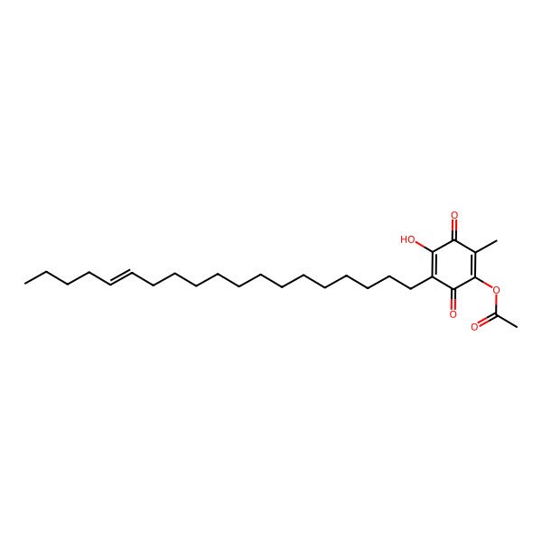 2D Structure of (4-Hydroxy-2-methyl-5-nonadec-14-enyl-3,6-dioxo-cyclohexa-1,4-dien-1-yl) acetate