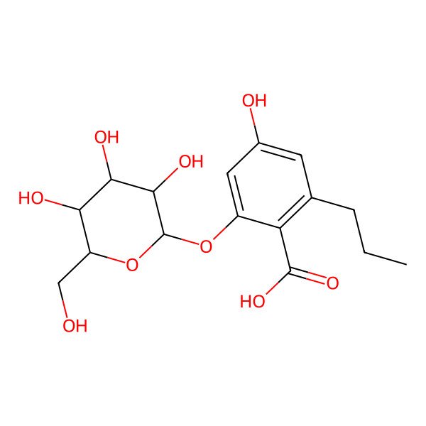 2D Structure of 4-Hydroxy-2-propyl-6-[3,4,5-trihydroxy-6-(hydroxymethyl)oxan-2-yl]oxybenzoic acid