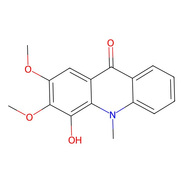 2D Structure of 4-Hydroxy-2,3-dimethoxy-10-methylacridin-9-one 2D Structure of 4-Hydroxy-2,3-dimethoxy-10-methylacridin-9-one