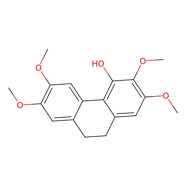 2D Structure of 4-Hydroxy-2,3,6,7-tetramethoxy-9,10-dihydrophenanthrene