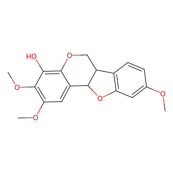 2D Structure of 2,3,9-trimethoxy-6a,11a-dihydro-6H-[1]benzouro[3,2-c]chromen-4-ol
