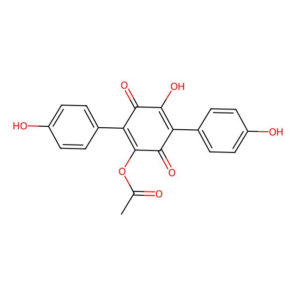 2D Structure of [4-Hydroxy-2,5-bis(4-hydroxyphenyl)-3,6-dioxocyclohexa-1,4-dien-1-yl] acetate