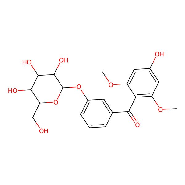 2D Structure of (4-Hydroxy-2,6-dimethoxyphenyl)-[3-[3,4,5-trihydroxy-6-(hydroxymethyl)oxan-2-yl]oxyphenyl]methanone