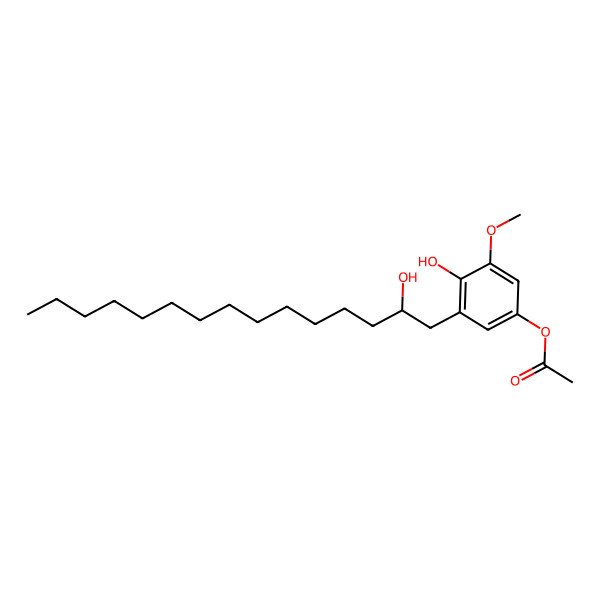 2D Structure of [4-hydroxy-3-[(2R)-2-hydroxypentadecyl]-5-methoxyphenyl] acetate