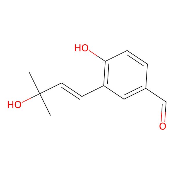 2D Structure of 4-Hydroxy-3-(3-hydroxy-3-methylbut-1-enyl)benzaldehyde