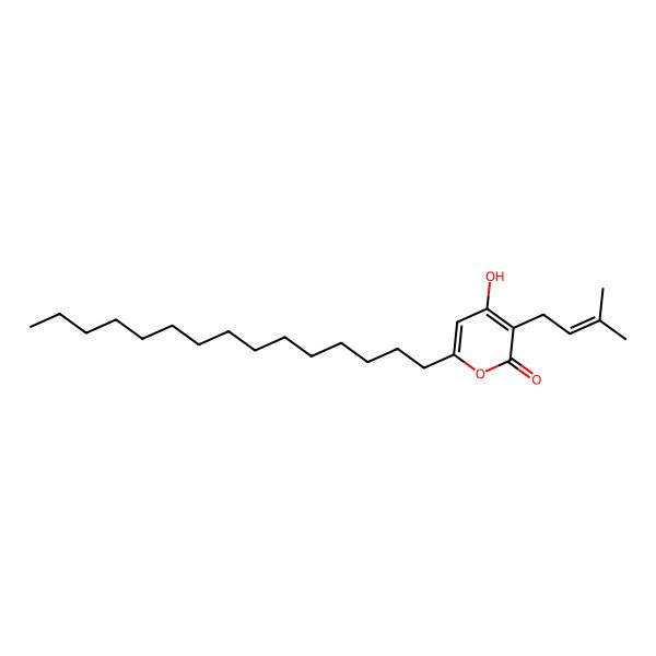 2D Structure of 4-Hydroxy-3-(3-methylbut-2-en-1-yl)-6-pentadecyl-2H-pyran-2-one