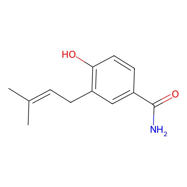2D Structure of 4-Hydroxy-3-(3-methylbut-2-enyl)benzamide