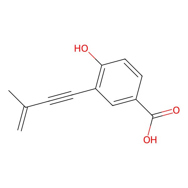 2D Structure of 4-Hydroxy-3-(3-methylbut-3-en-1-ynyl)benzoic acid