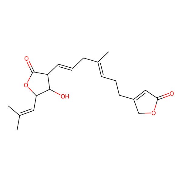 2D Structure of 4-hydroxy-3-[4-methyl-7-(5-oxo-2H-furan-3-yl)hepta-1,4-dienyl]-5-(2-methylprop-1-enyl)oxolan-2-one