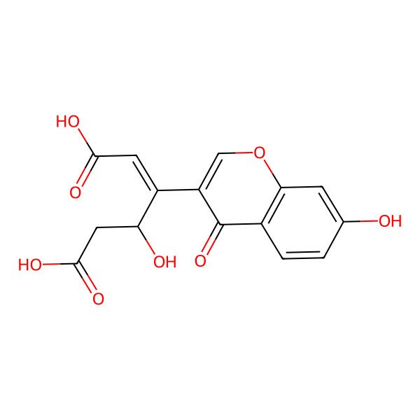 2D Structure of 4-Hydroxy-3-(7-hydroxy-4-oxochromen-3-yl)hex-2-enedioic acid