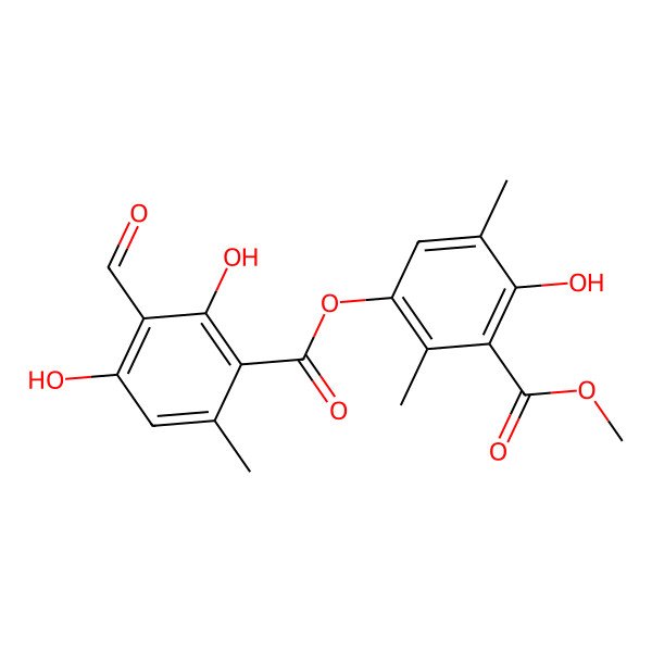 2D Structure of (4-Hydroxy-3-methoxycarbonyl-2,5-dimethylphenyl) 3-formyl-2,4-dihydroxy-6-methylbenzoate