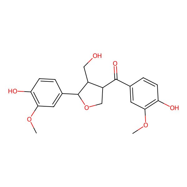 2D Structure of (4-Hydroxy-3-methoxyphenyl)-[5-(4-hydroxy-3-methoxyphenyl)-4-(hydroxymethyl)oxolan-3-yl]methanone