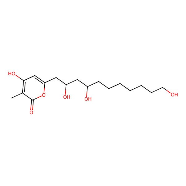 2D Structure of 4-Hydroxy-3-methyl-6-(2,4,11-trihydroxyundecyl)pyran-2-one