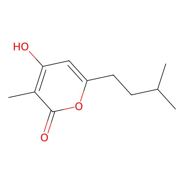 2D Structure of 4-Hydroxy-3-methyl-6-(3-methylbutyl)pyran-2-one