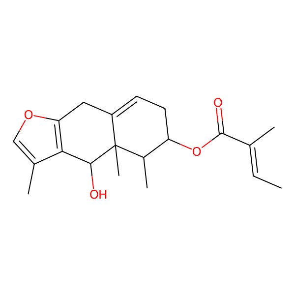 2D Structure of (4-hydroxy-3,4a,5-trimethyl-5,6,7,9-tetrahydro-4H-benzo[f][1]benzofuran-6-yl) 2-methylbut-2-enoate