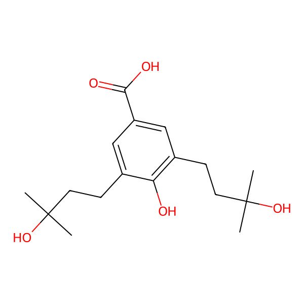 2D Structure of 4-Hydroxy-3,5-bis(3-hydroxy-3-methylbutyl)benzoic acid