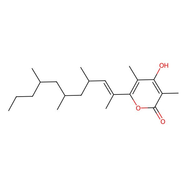 2D Structure of 4-Hydroxy-3,5-dimethyl-6-(4,6,8-trimethylundec-2-en-2-yl)pyran-2-one