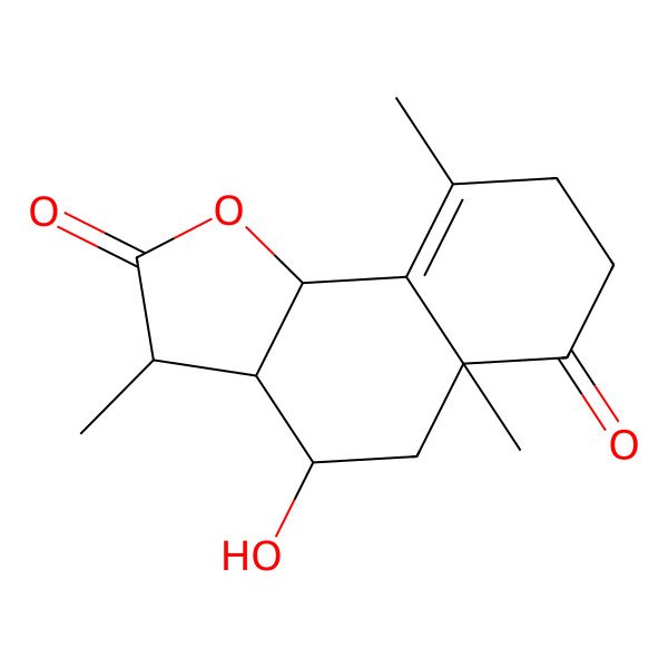 2D Structure of 4-hydroxy-3,5a,9-trimethyl-3a,4,5,7,8,9b-hexahydro-3H-benzo[g]benzofuran-2,6-dione