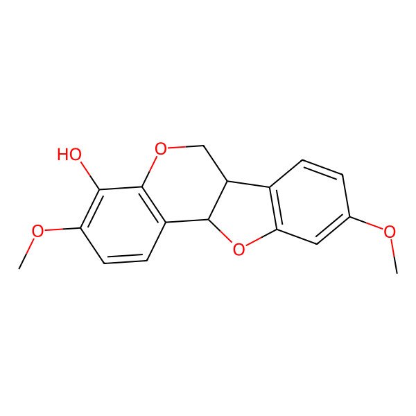 2D Structure of 4-Hydroxy-3,9-dimethoxypterocarpan 2D Structure of 4-Hydroxy-3,9-dimethoxypterocarpan