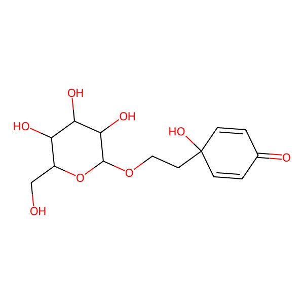 2D Structure of 4-Hydroxy-4-[2-[3,4,5-trihydroxy-6-(hydroxymethyl)oxan-2-yl]oxyethyl]cyclohexa-2,5-dien-1-one