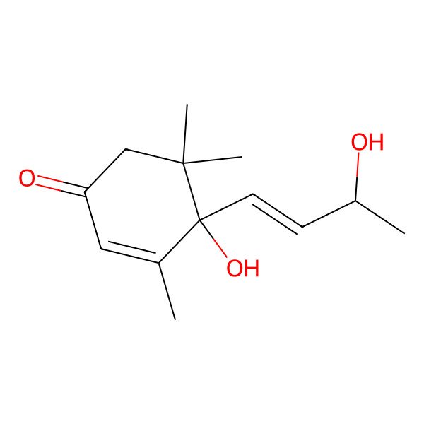 2D Structure of 4-Hydroxy-4-(3-hydroxybut-1-enyl)-3,5,5-trimethylcyclohex-2-en-1-one