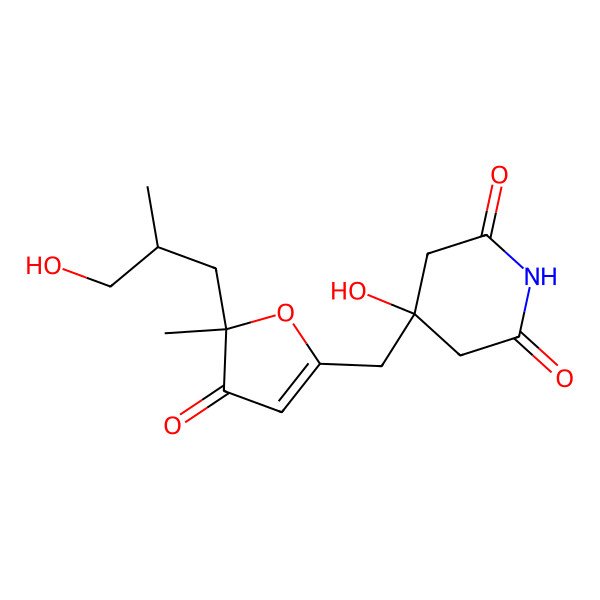 2D Structure of 4-Hydroxy-4-[[5-(3-hydroxy-2-methylpropyl)-5-methyl-4-oxofuran-2-yl]methyl]piperidine-2,6-dione