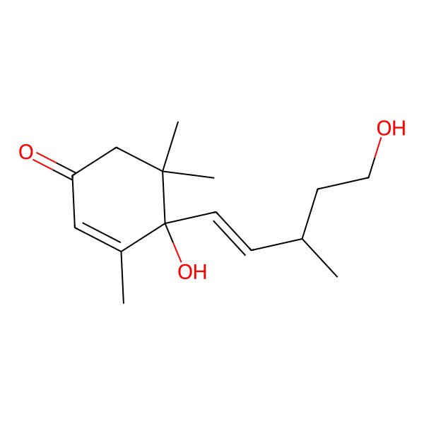 2D Structure of 4-Hydroxy-4-(5-hydroxy-3-methylpent-1-enyl)-3,5,5-trimethylcyclohex-2-en-1-one